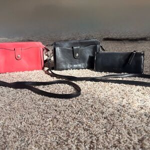 Kenneth Cole Black and Red Crossbody Bags and Black Clutch Wallet 3 for 1 price